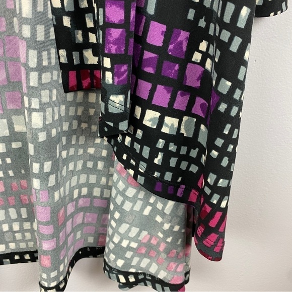 Zoe Classic Geometric Longline Open Front Long Sleeve Cardigan Medium Purple - Picture 9 of 10